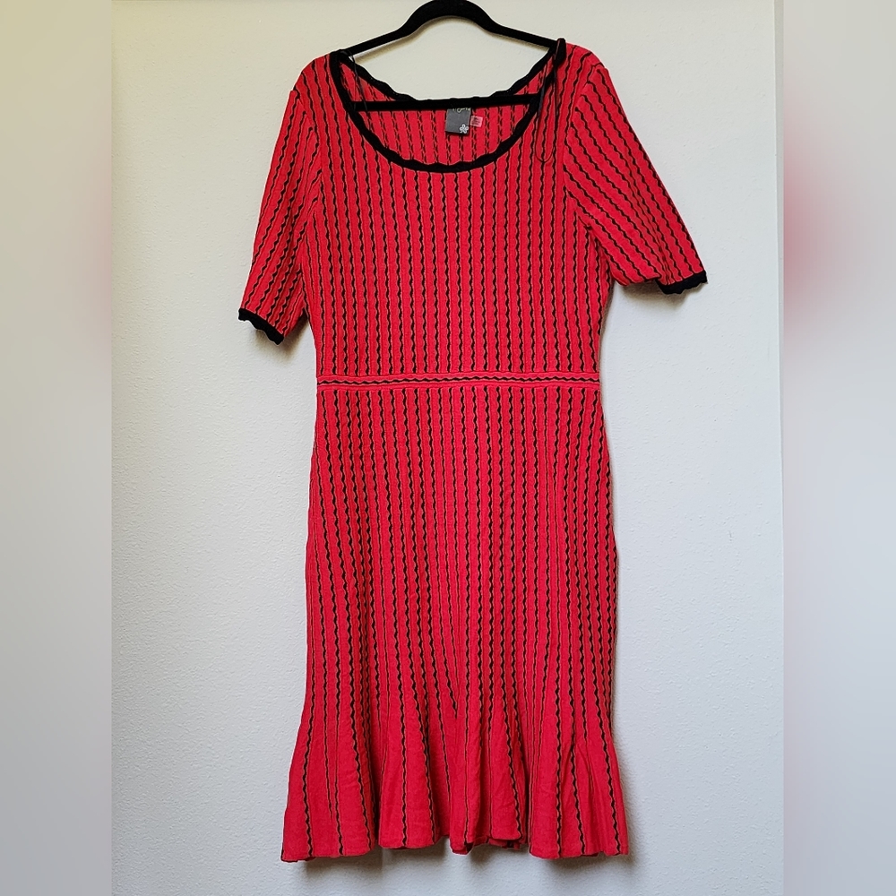 Taylor Red and Black Patterned Dress